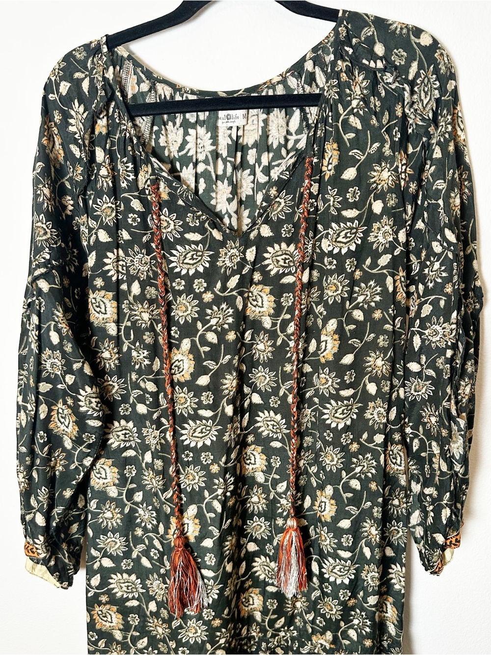 Natural Life Lula Floral Maxi Dress Long Sleeve Green Floral Medium - Picture 4 of 8